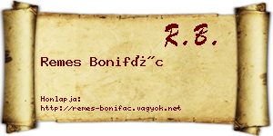 Remes Bonifác névjegykártya